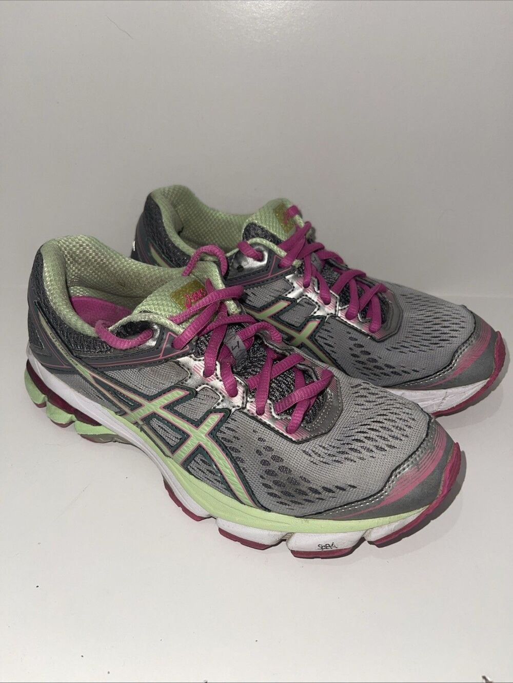 Asics GT-1000 4 Women's Sneakers Silver-Pist.Green/Pk Running Shoes Size 6
